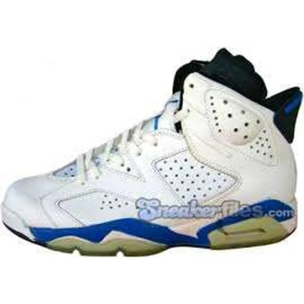 Jordan 6 Retro Sport Blue White Black Basketball Shoes 384664-107 Mens Size 8.5